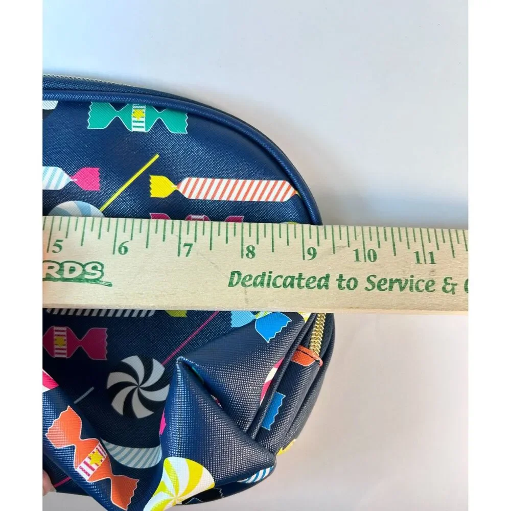 Dabney Lee NWOT Navy Multicolor Candy Print Zip Top Cosmetic Bag